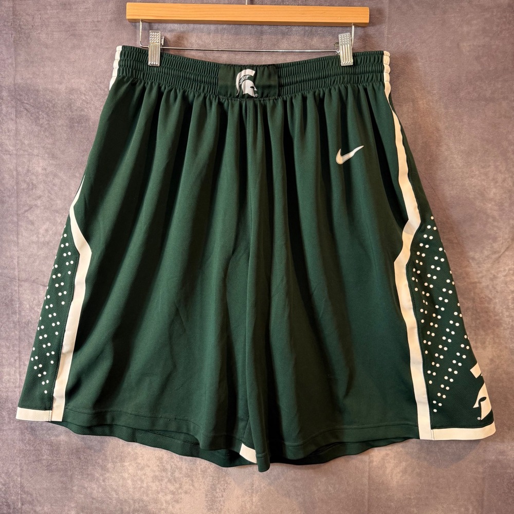 Nike Michigan State Spartans Basketball Shorts Mens XL Green White 56323